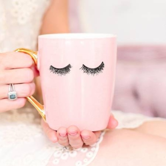 Other - Pink Eyelashes Gold Coffee Mug